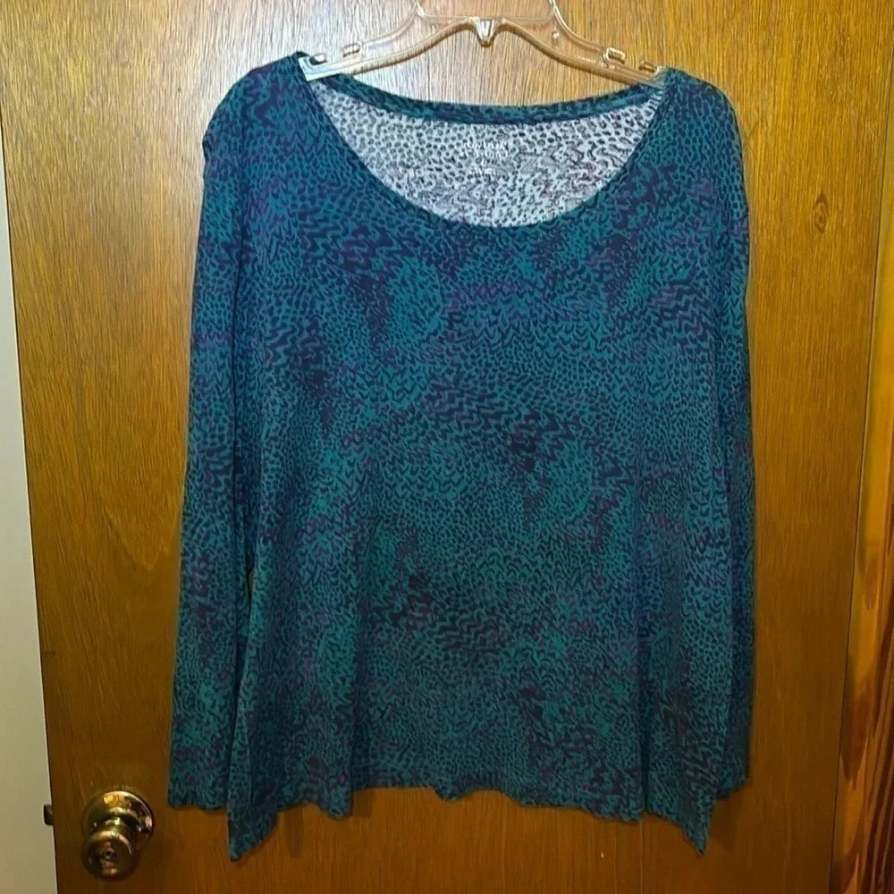 Daisy Fuentes Beautiful Green & Purple Top Size 3X